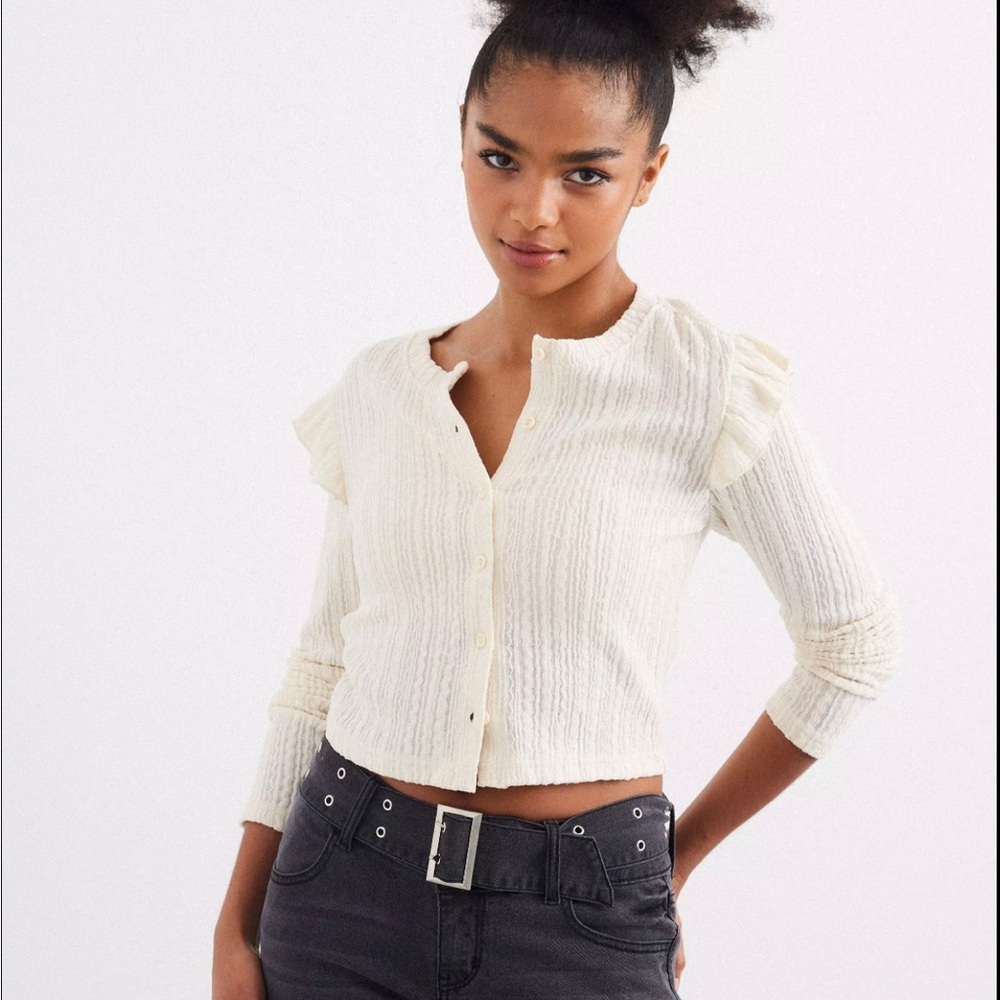 Zara Cream Button-Up Top